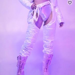 Fully Charged Metallic Puffer Chaps